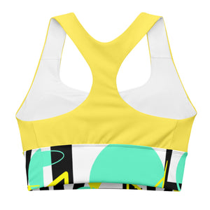 Yellow Abstract Longline sports bra