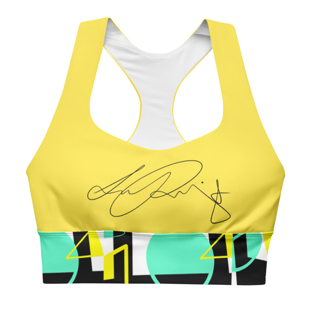 Yellow Abstract Longline sports bra